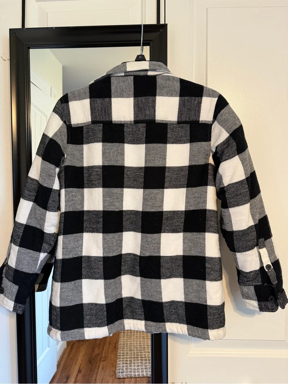 art class Black & White Buffalo Plaid Sherpa-Lined Puffer Jacket